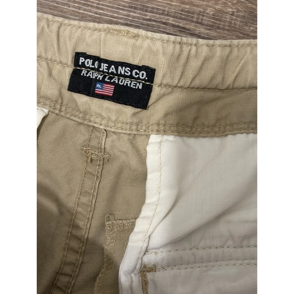Vintage Y2K Polo Ralph Lauren Cargo Auth Military Surplus Pants 34x30 Baggy Tan